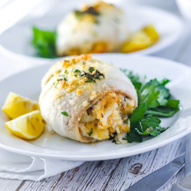 Crab Stuffed Sole Oreganata.