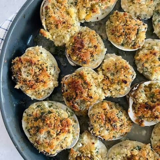 Baked Clams Oreganata.